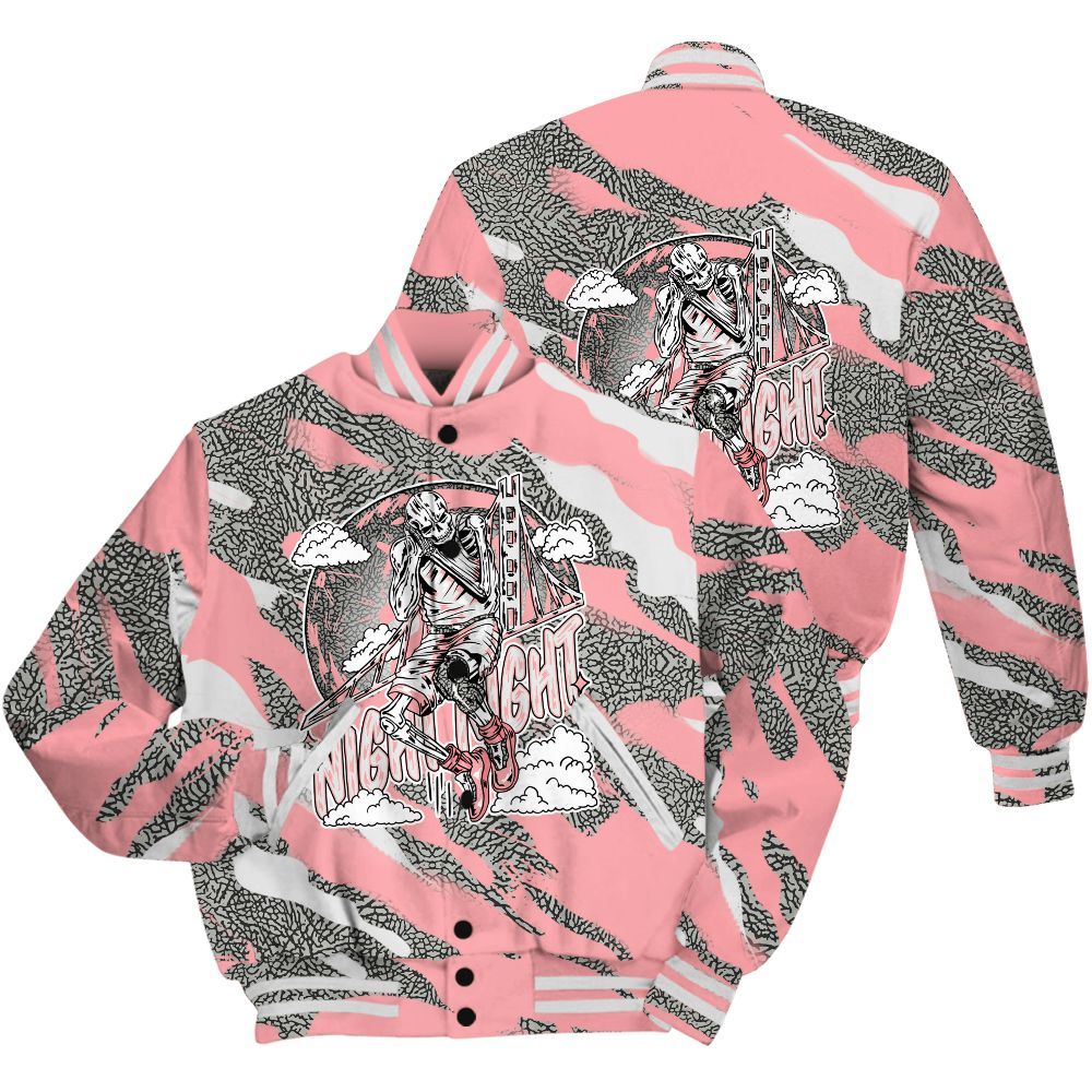 Varsity Jacket To Match Retro Wings 3s Shirt - Seeya Skeleton Colored All Over Print