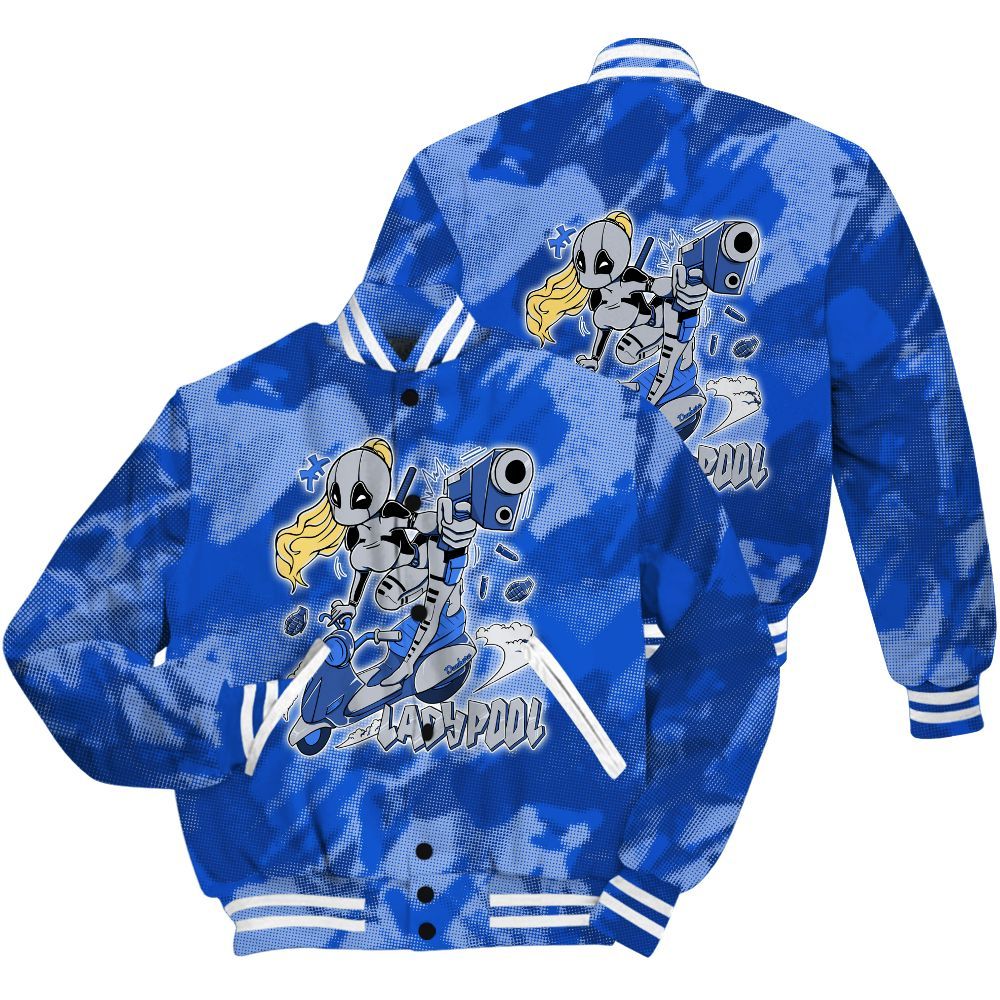 Varsity Jacket To Match Air Foamposite One Royal Shirt - Lady Pool Cartoon Abstract Halftone All Over Print