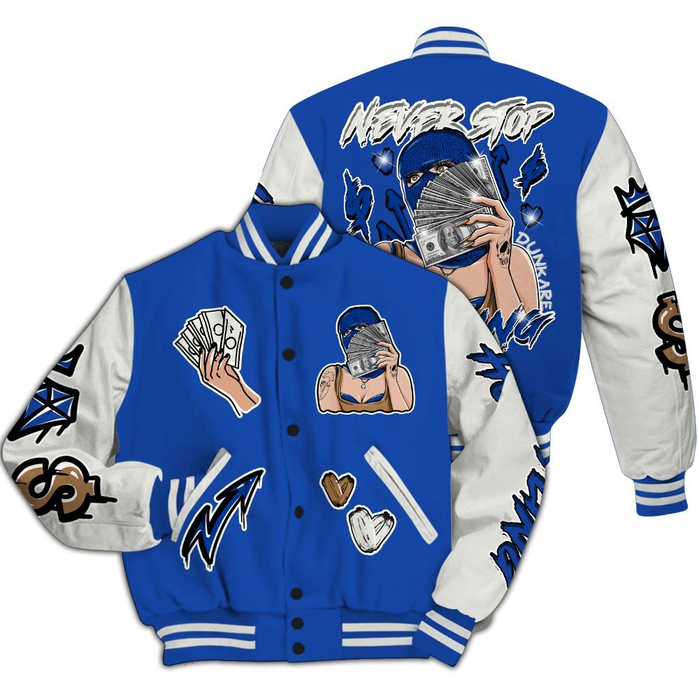 Varsity Jacket To Match Dunk High Racer Blue - Hustling Unique All Over Print