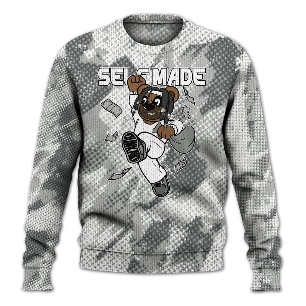 Knitted Sweater To Match Paris Cement Grey 4s - Autonomous Bear Abstract Halftone