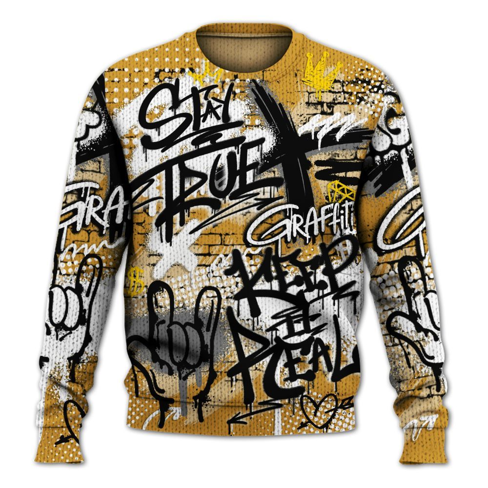 Knitted Sweater To Match Dunk Low Wheat Pale Ivory - True It Real Graffiti Streetwear