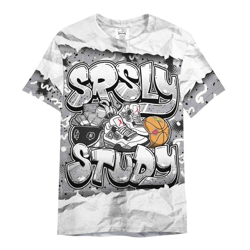 Shirt To Match White Cement 4s - SRSLY Study Doodle All Over Print