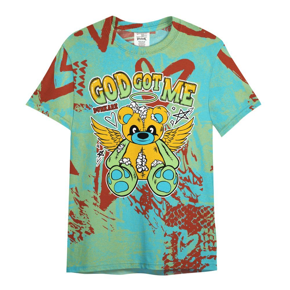 Shirt To Match SB Dunk Di'Orr Greenwood - Gods Guides Me Bear Heart Grunge All Over Print
