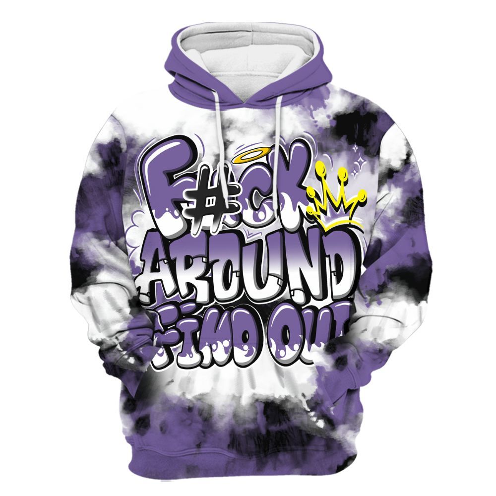 Hoodie To Match Dunk Low Black Raspberry - Tie Dye FK Around Find Out All Over Print