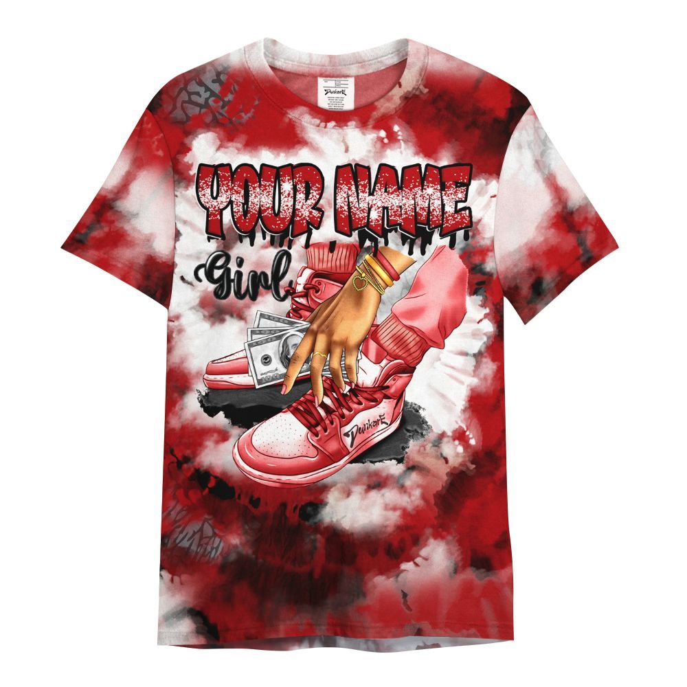 Shirt To Match Cement Grey 3s - Custom Name SNEAKER Girl Money Drip Tie Dye All Over Print