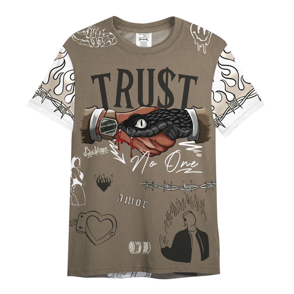 Shirt To Match Low OG Dark Mocha 1s - Snake Trust No One All Over Print