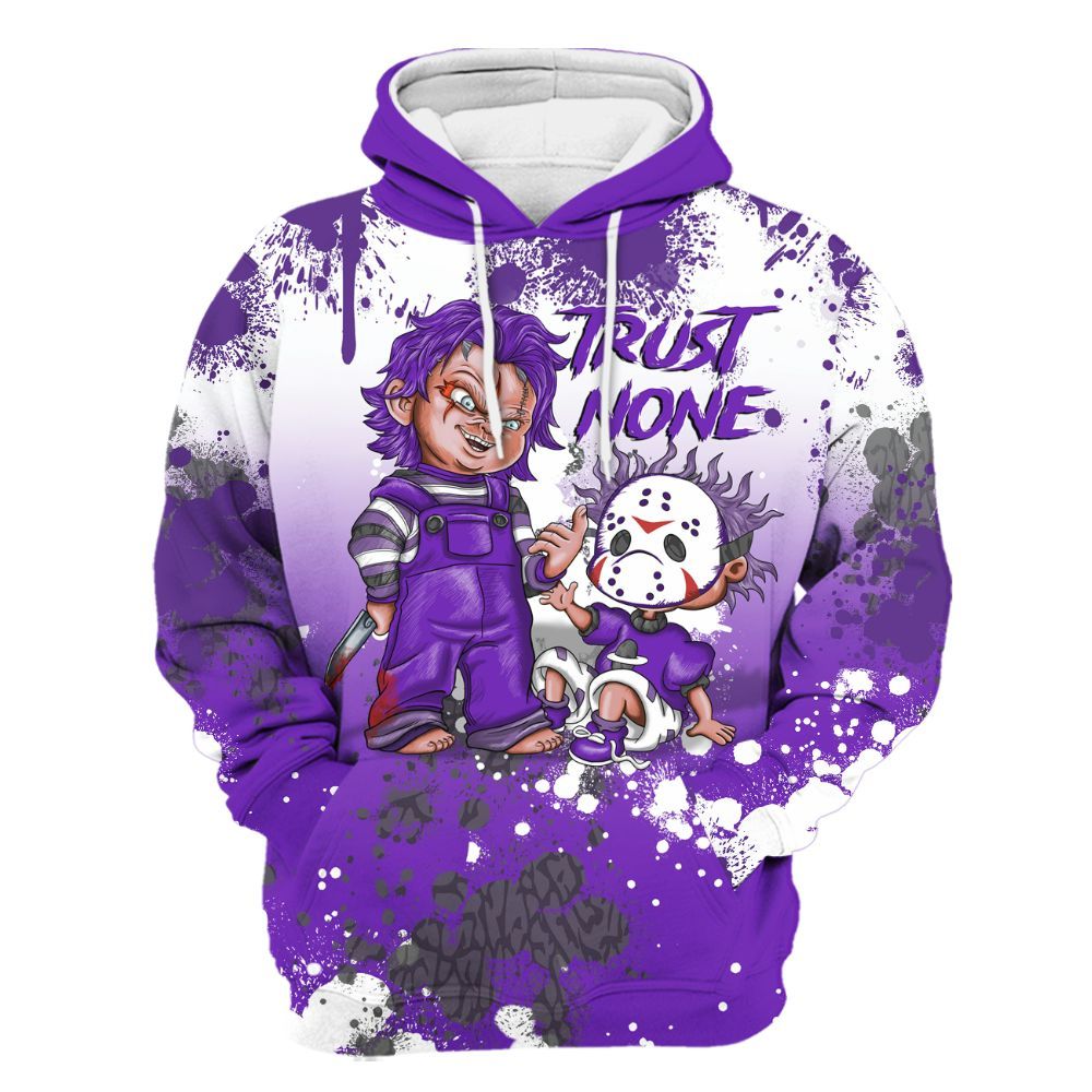 Hoodie To Match Retro Dark Iris 3s - Trust No One Scary All Over Print
