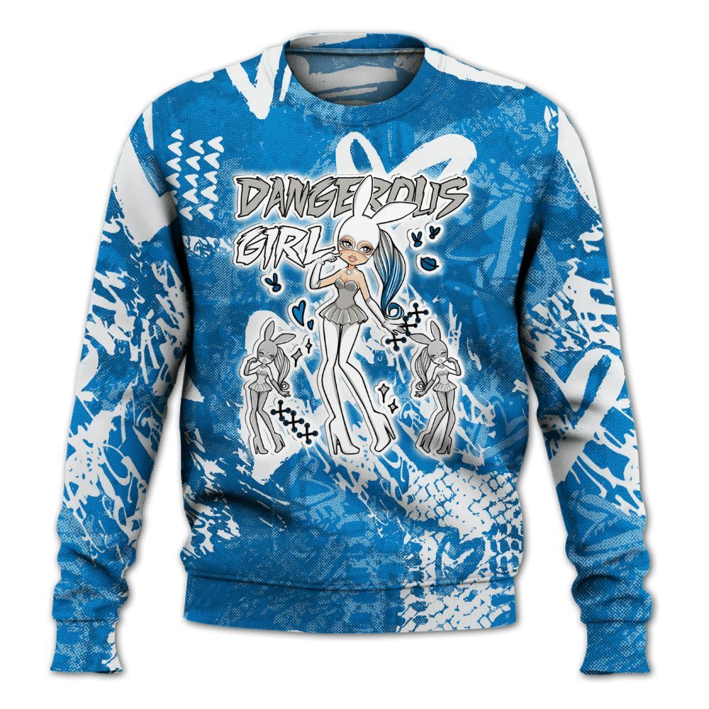 Sweatshirt To Match Military Blue 4s - Dangerous.Girl Heart Grunge All Over Print