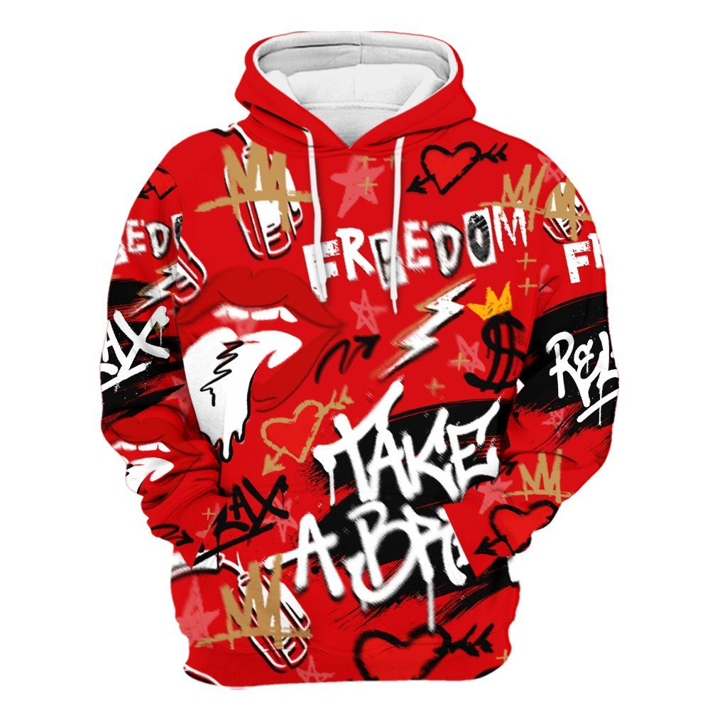 Hoodie To Match Kobe 5 Red Year Of The Mamba - Take Break Freedom Graffiti Streetwear All Over Print