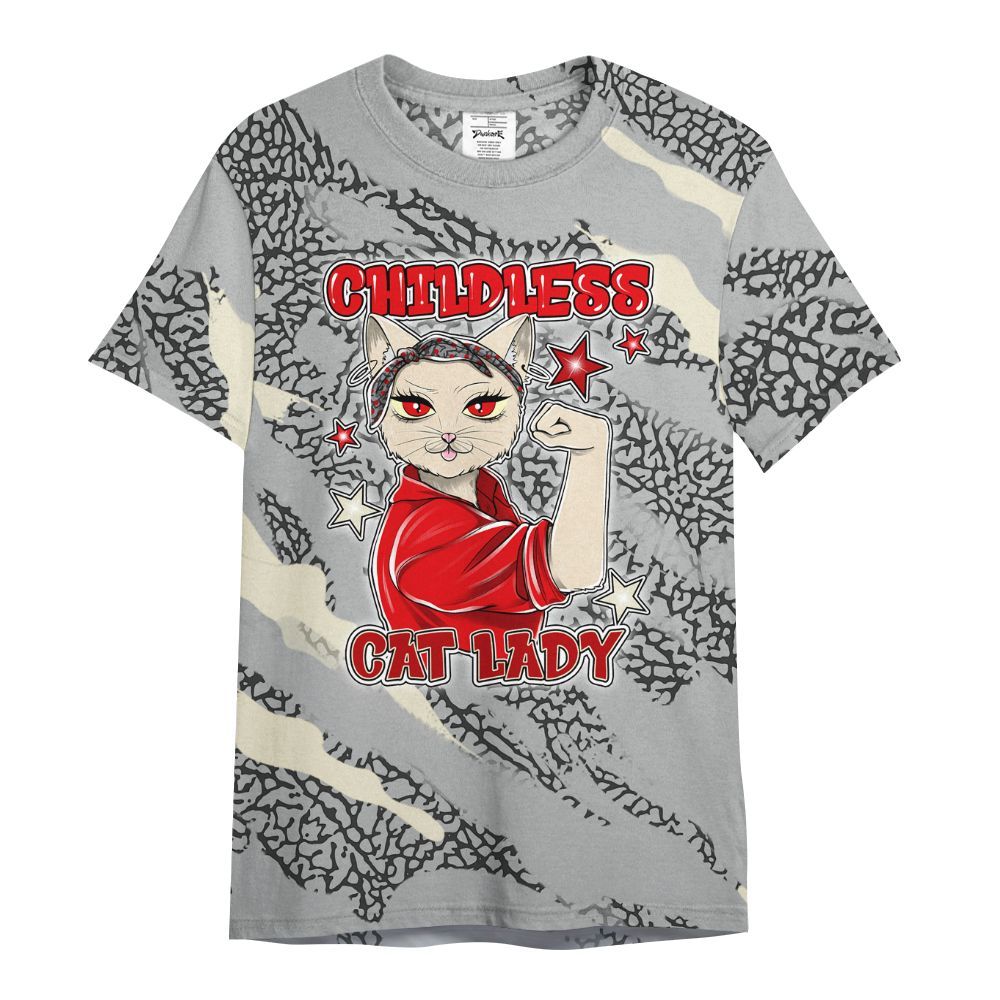 Shirt To Match Cement Grey 3s - Childless Kat Lady All Over Print
