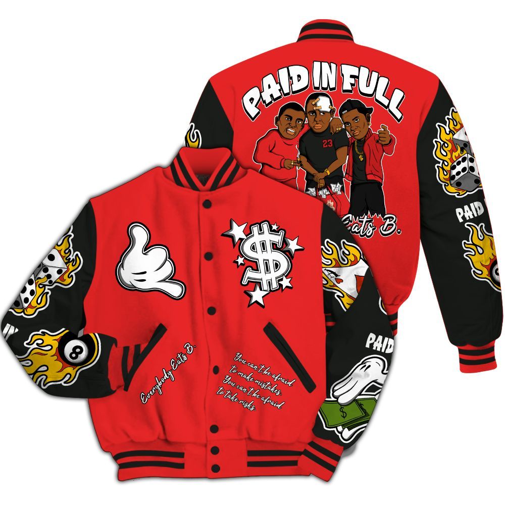 Varsity Jacket To Match Red Thunder 4s - Everybody Paid In Full Graphic All Over Print