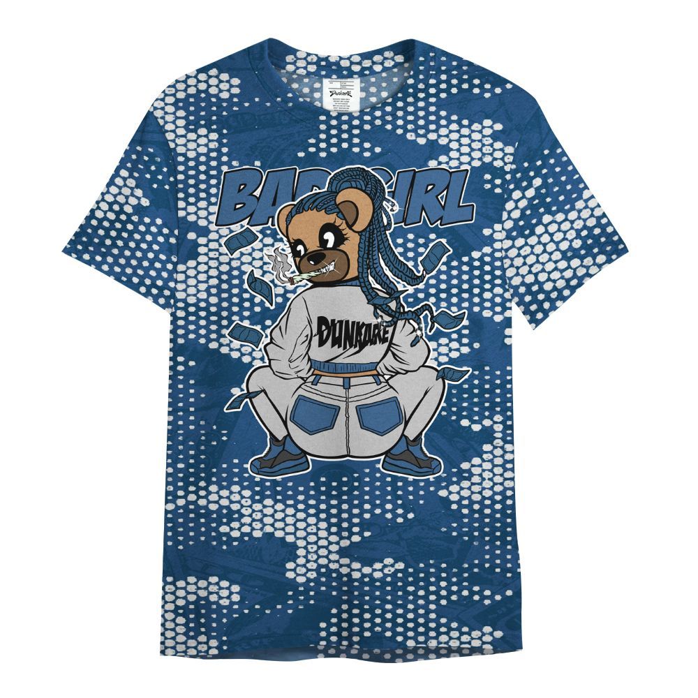 Shirt To Match High OG Midnight Navy 1s - Rebellious Girl Bear Banknotes Art All Over Print