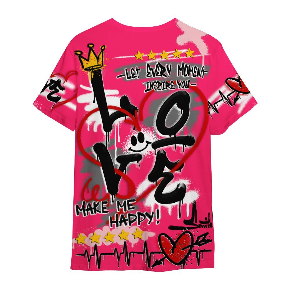 Shirt To Match A'One Hyper Pink Shirt, Happy Love Beats Graffiti Streetwear All Over Print