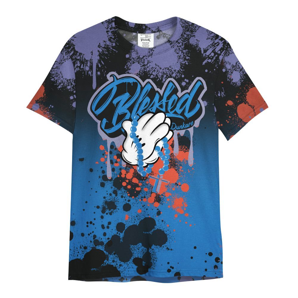 Shirt To Match Hi-Res Blue 700s - God Blessed Ink Drip All Over Print