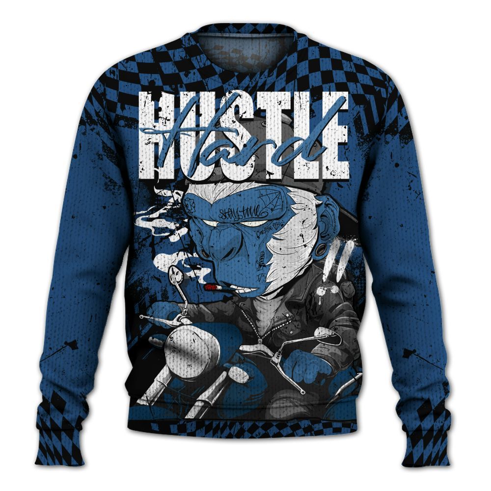 Knitted Sweater To Match High OG Midnight Navy 1s - Hustle Hard Monkey