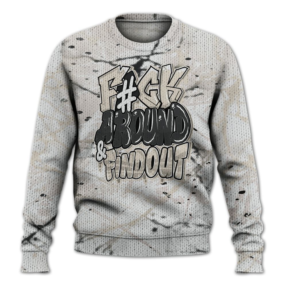 Knitted Sweater To Match Retro Reverse Metallic 5s - F Around Find Out Graphic Profound