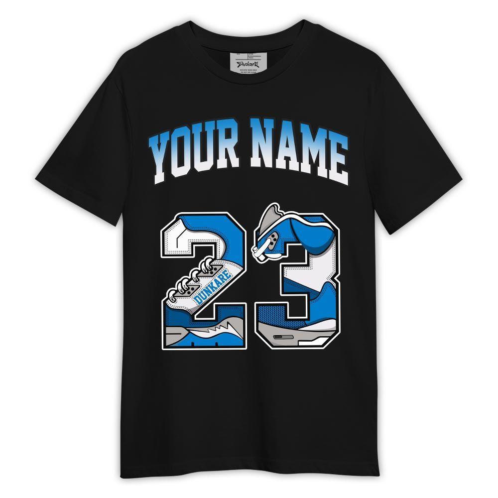 Dunkare Shirt Custom Name Number 23 5s, Military Blue 4s T-Shirt, To Match Sneaker Military Blue 4s Graphic Tee HDT