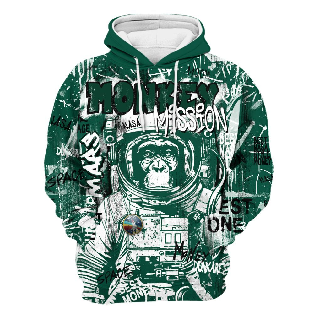 Hoodie To Match Oxidized Green 4s - Monkey Misson Space All Over Print