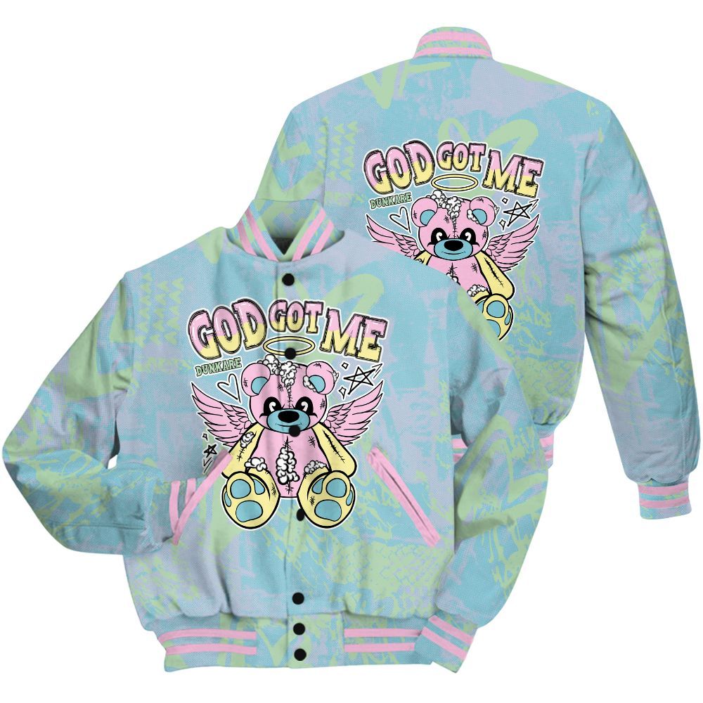 Varsity Jacket To Match SB Dunk Low Visty Shirt - Gods Guides Me Bear Heart Grunge All Over Print
