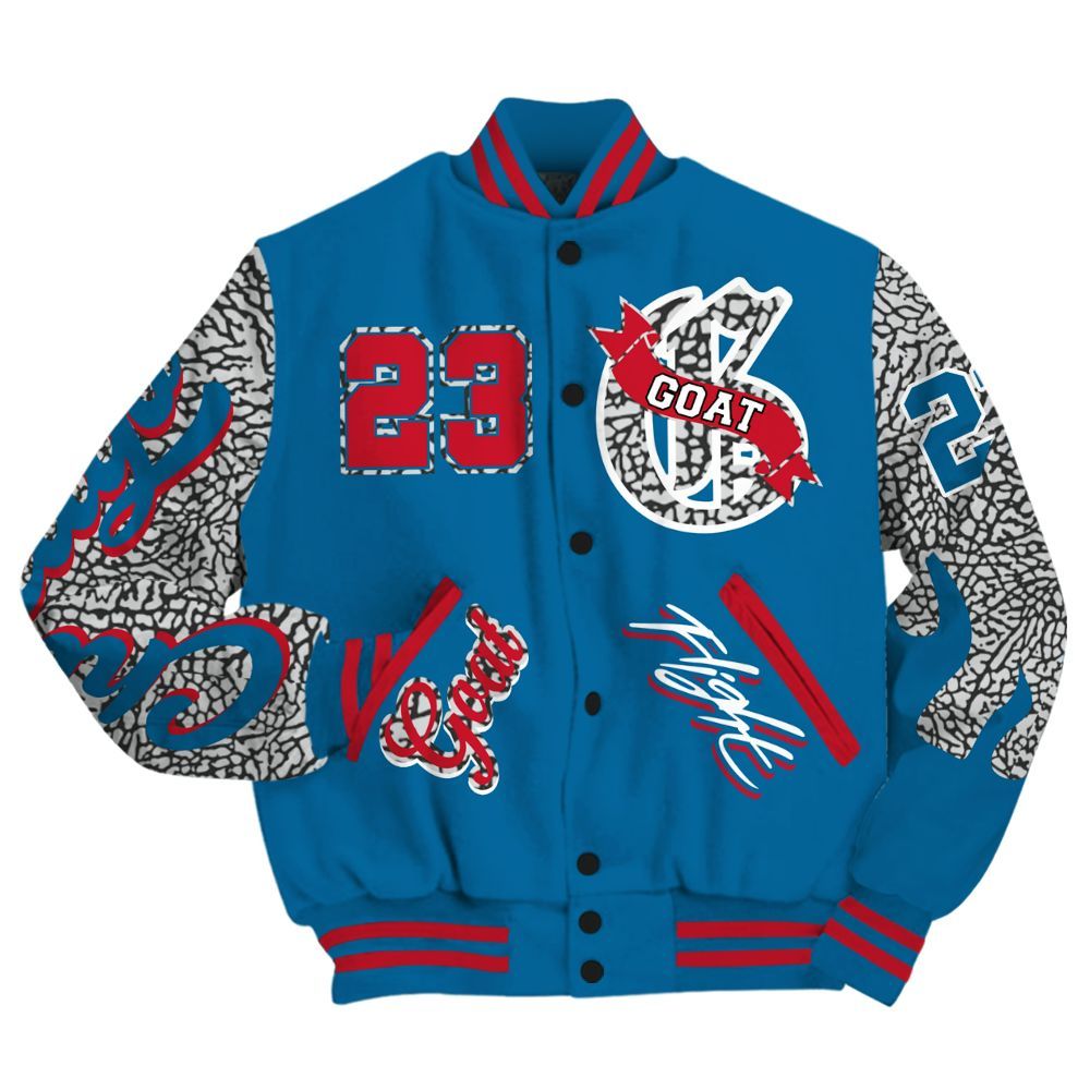 Varsity Jacket To Match OG True Blue 3s - The G.O.A.T Streetwear All Over Print