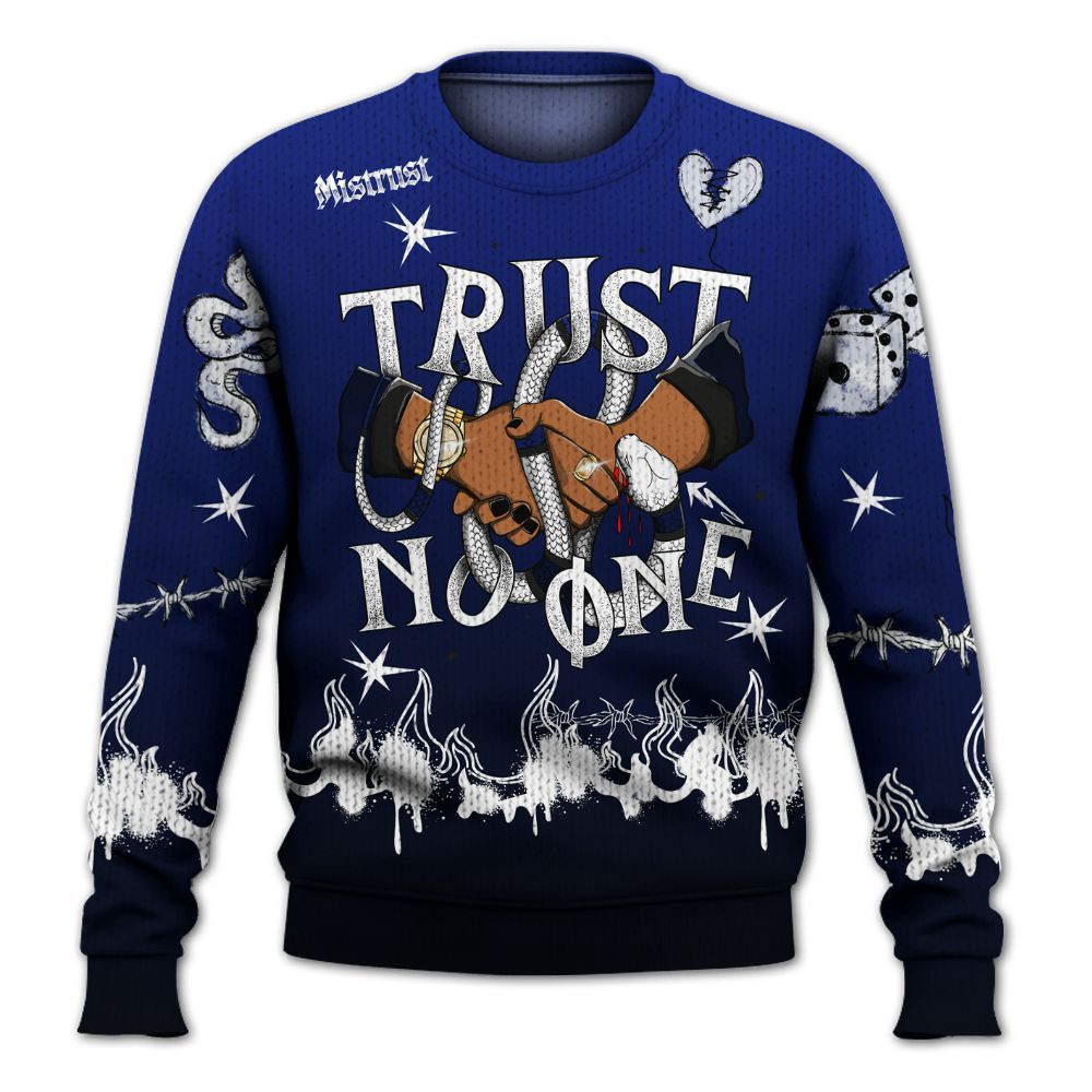 Knitted Sweater To Match Air Max Plus Black Racer Blue - Trust No One Snake-Bite Doodle Crayon