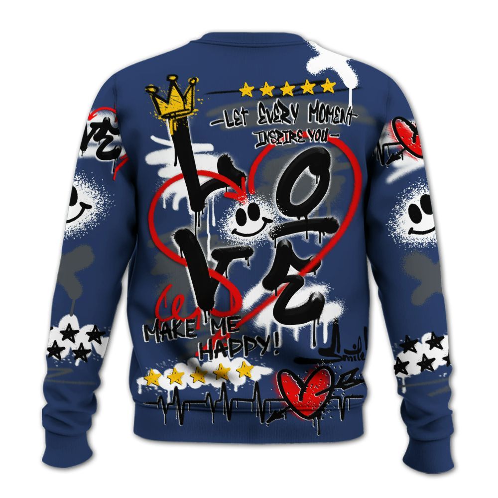 Sweatshirt To Match Retro Flint 13s - Happy Love Beats Graffiti Streetwear All Over Print