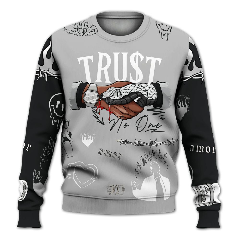 Sweatshirt To Match Low 85 Metallic Black 1s - Snake Trust No One All Over Print