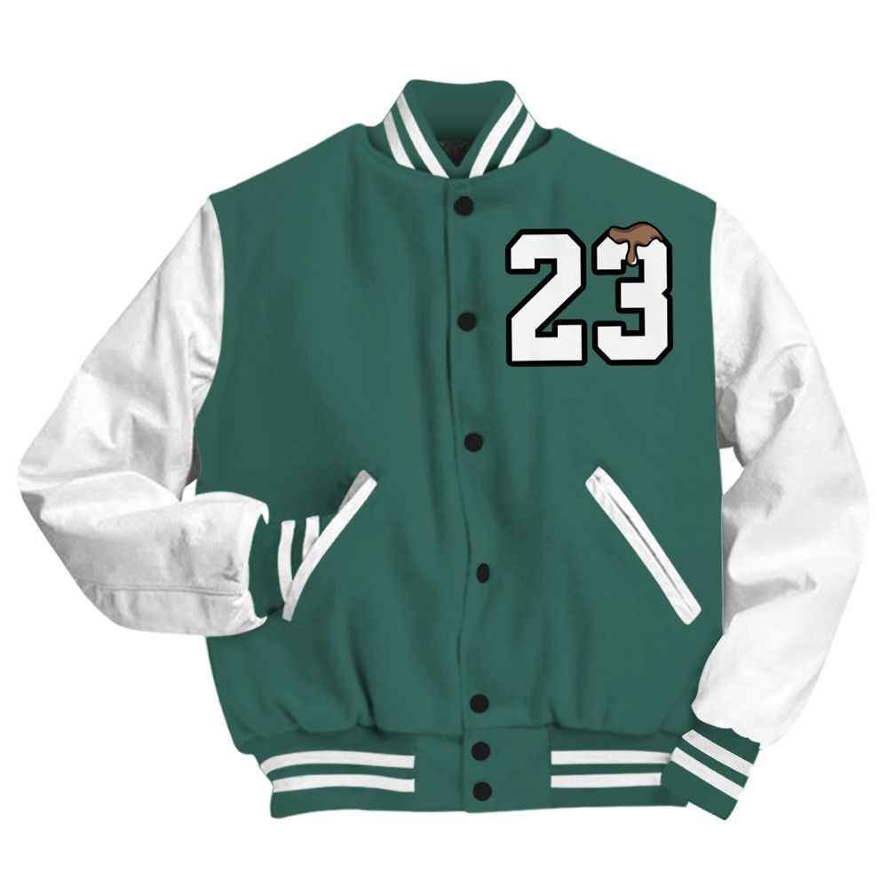Varsity Jacket To Match Low OG Oxidized Green 1s - Custom Name Number 23 Drip All Over Print