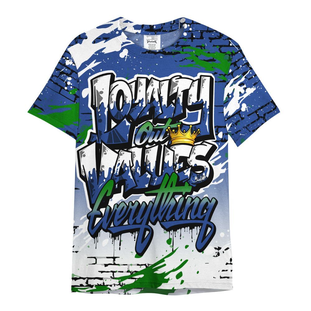 Shirt To Match Retro Hyper Royal 13s - Values Of Loyalty Drip All Over Print