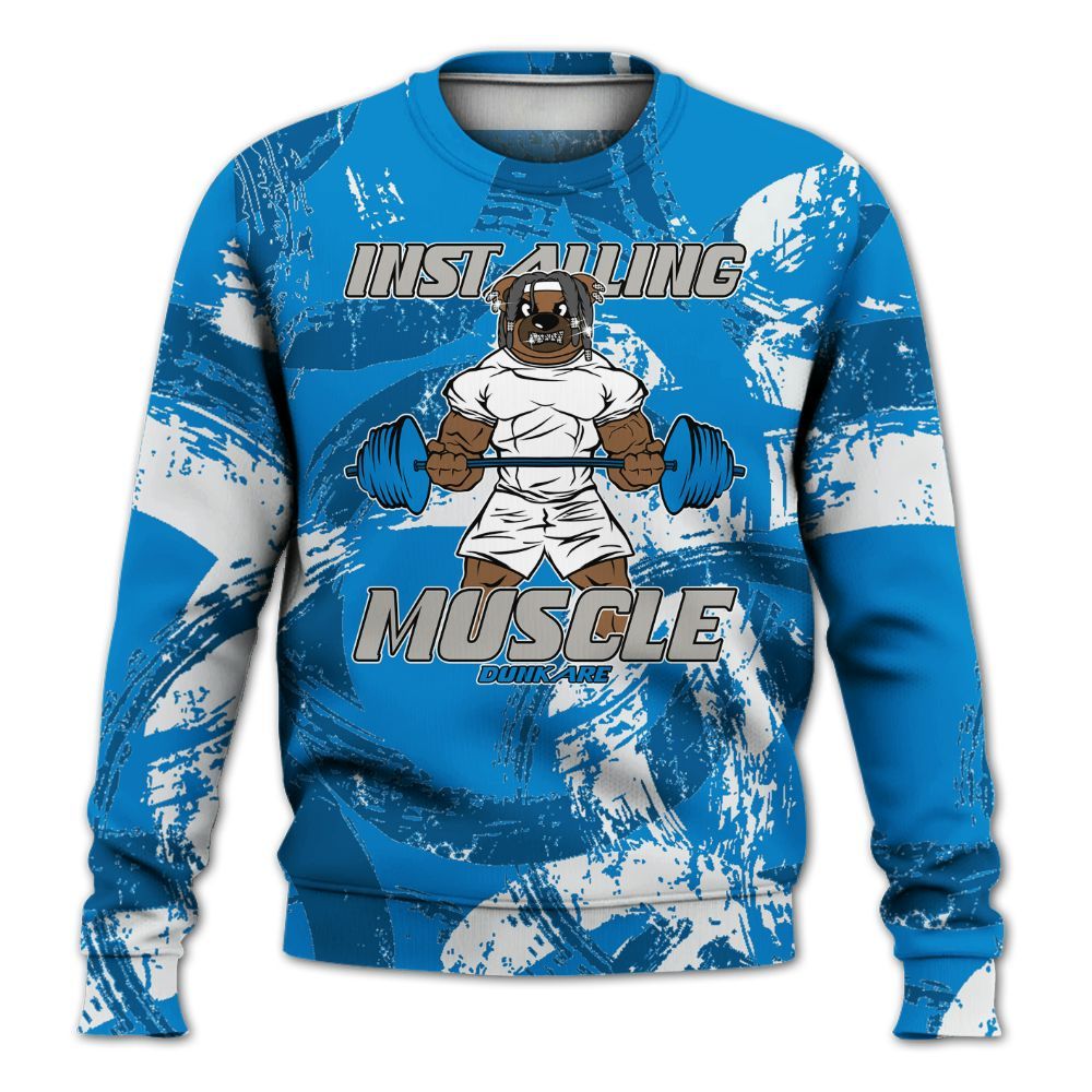 Sweatshirt To Match Industrial Blue 4s - Installing Muscle Bear Circle Slpash All Over Print