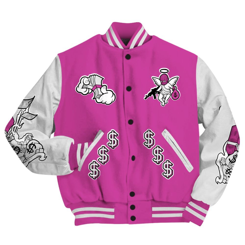 Varsity Jacket To Match Dunk Low Active Fuchsia - Ones Move In Silence Graphic All Over Print