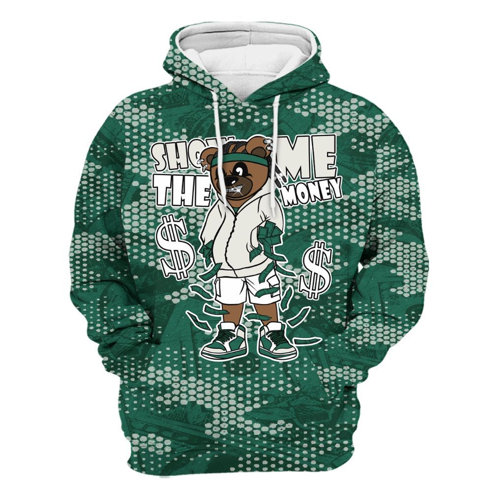 Hoodie To Match Oxidized Green 4s - Show Me Bear Banknotes Art All Over Print