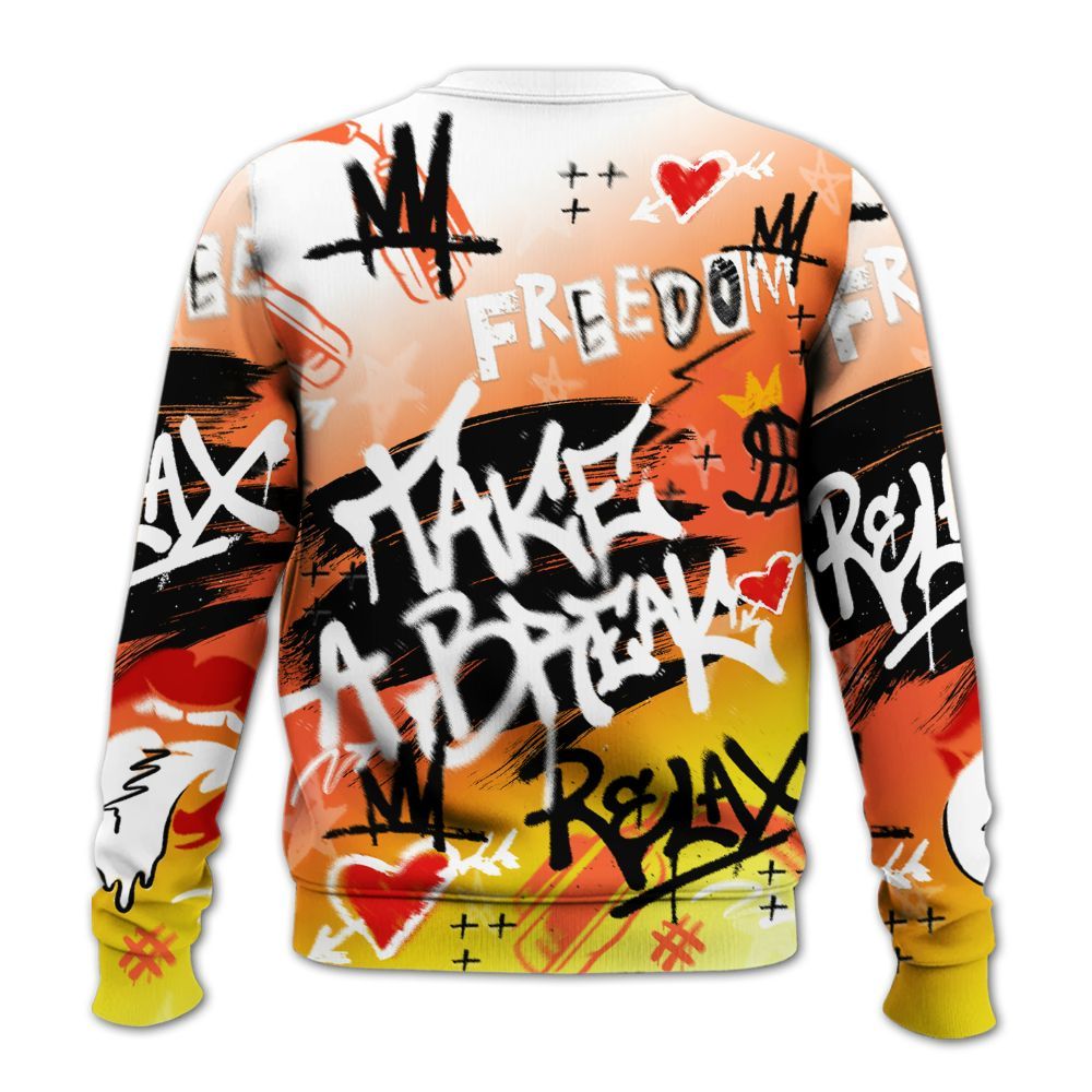 Sweatshirt To Match Dunk High Candy Corn - Take Break Freedom Graffiti Streetwear All Over Print