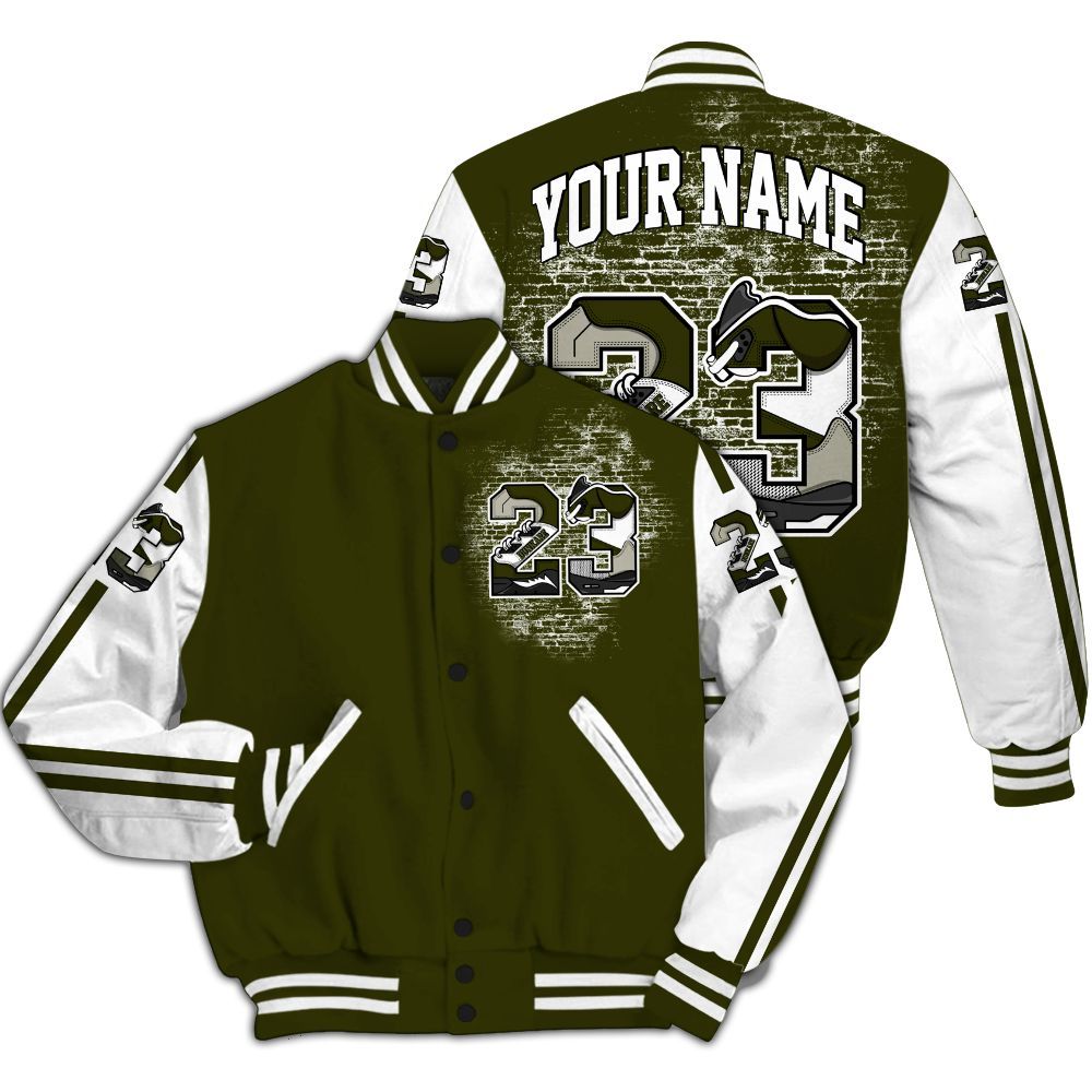 Varsity Jacket To Match Dunk Low Pale Ivory Cargo Khaki - Custom Name Number 23 5s All Over Print