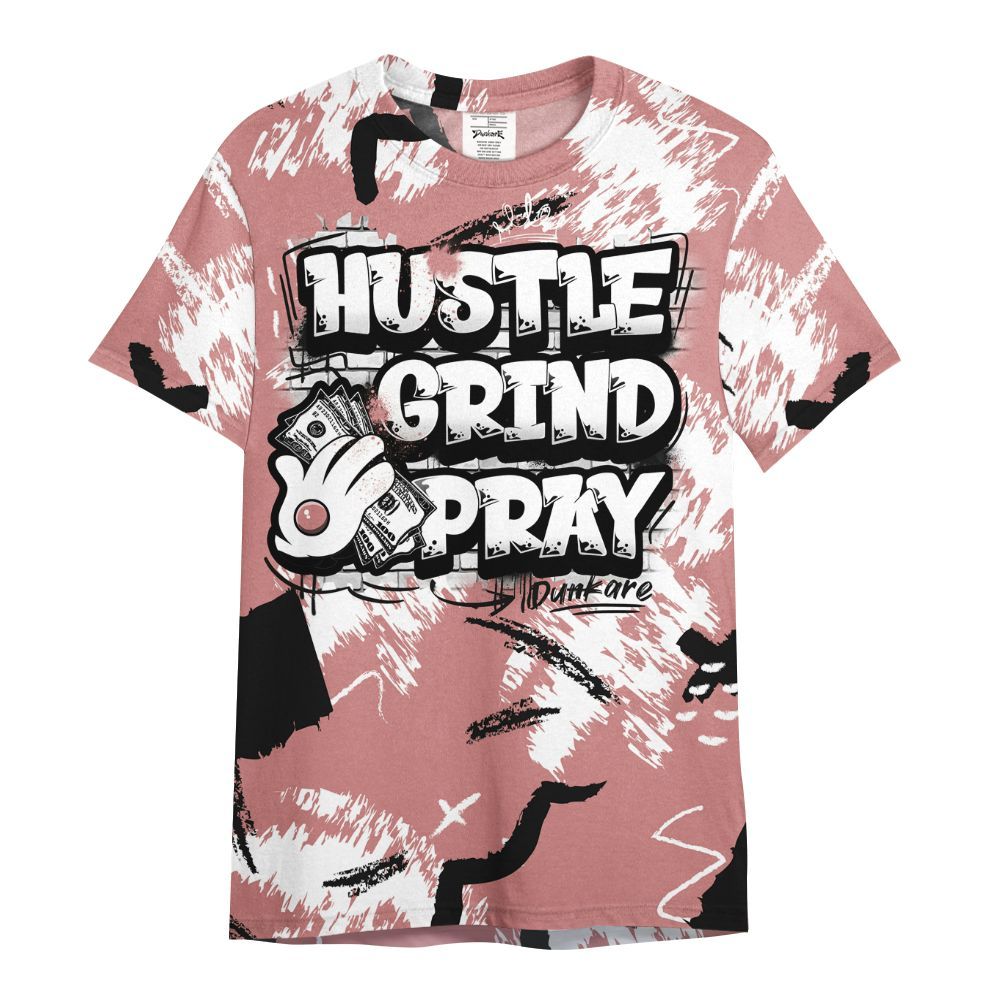 Shirt To Match Low OG Rust Pink 1s - Hustle Grind Pray Retro All Over Print