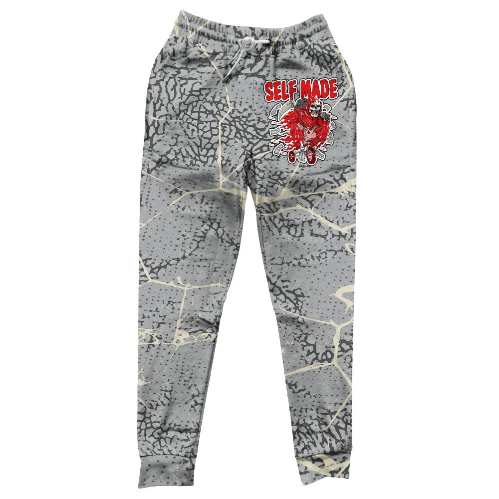 Sweatpant To Match Cement Grey 3s - Self Made Skeleton Crack All Over Print