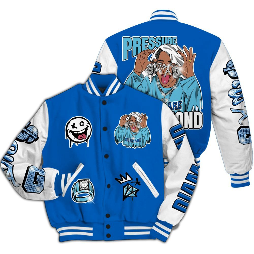 Varsity Jacket To Match Dunk Low Argon - Pressures Makes Varsity Jacket To Match All Over Print