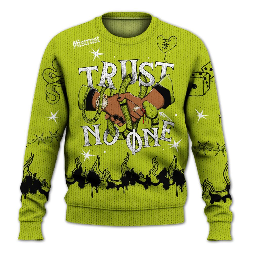 Knitted Sweater To Match Bright Cactus 13s - Trust No One Snake-Bite Doodle Crayon