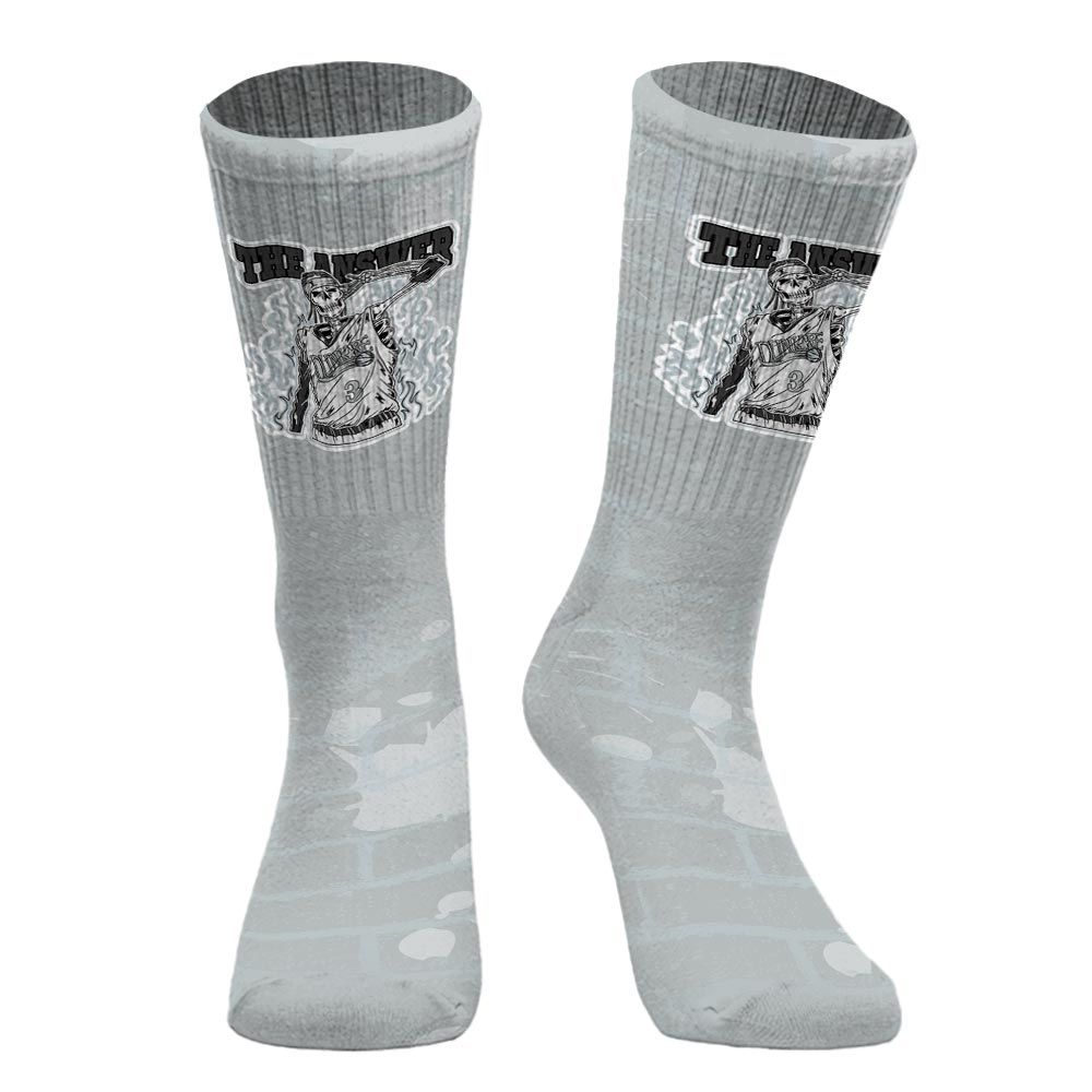 Sock To Match Black Wolf Grey 12s - Allen Answer Skeleton Brick