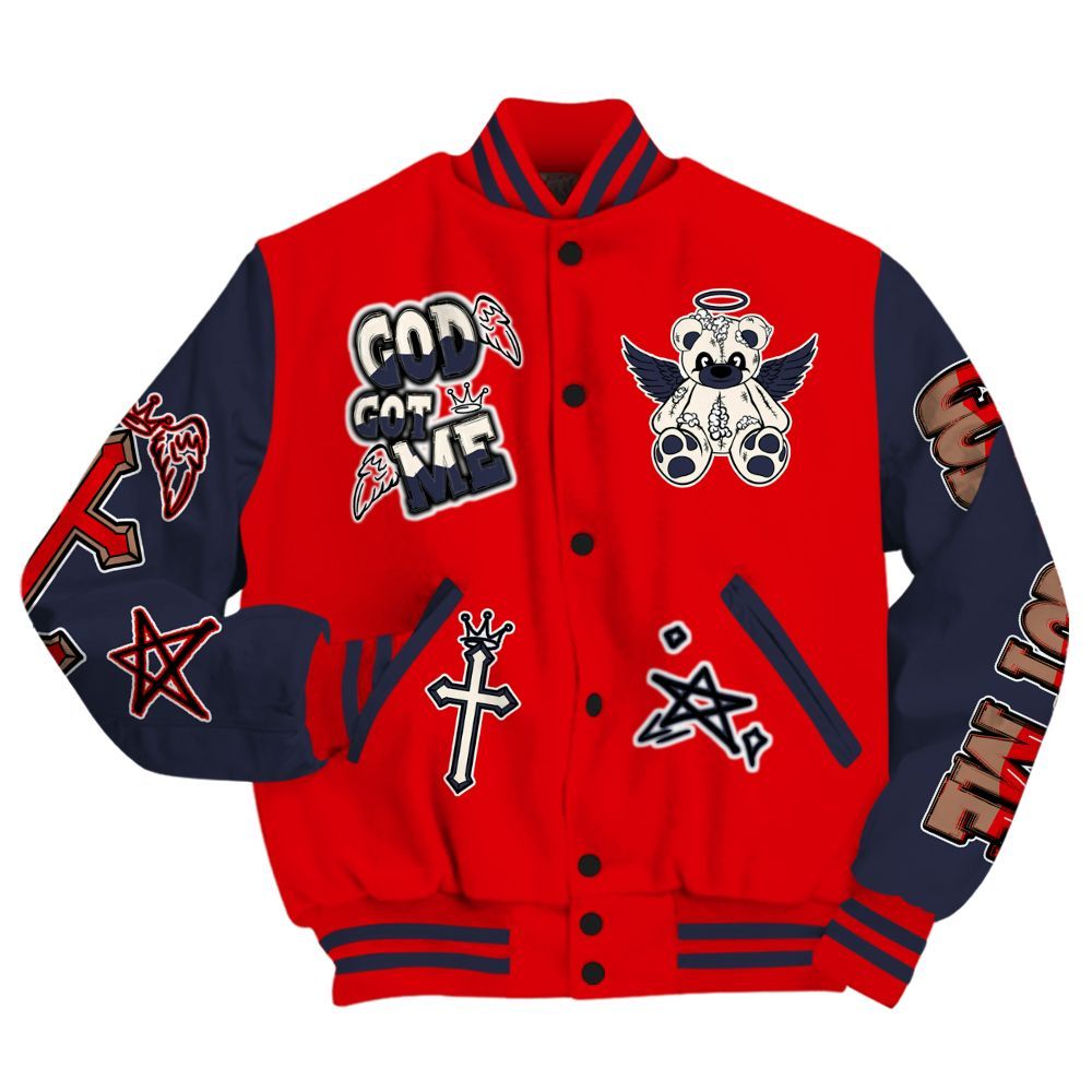Varsity Jacket To Match Low OG Howard University 1s - Gods Guides Me Bear All Over Print