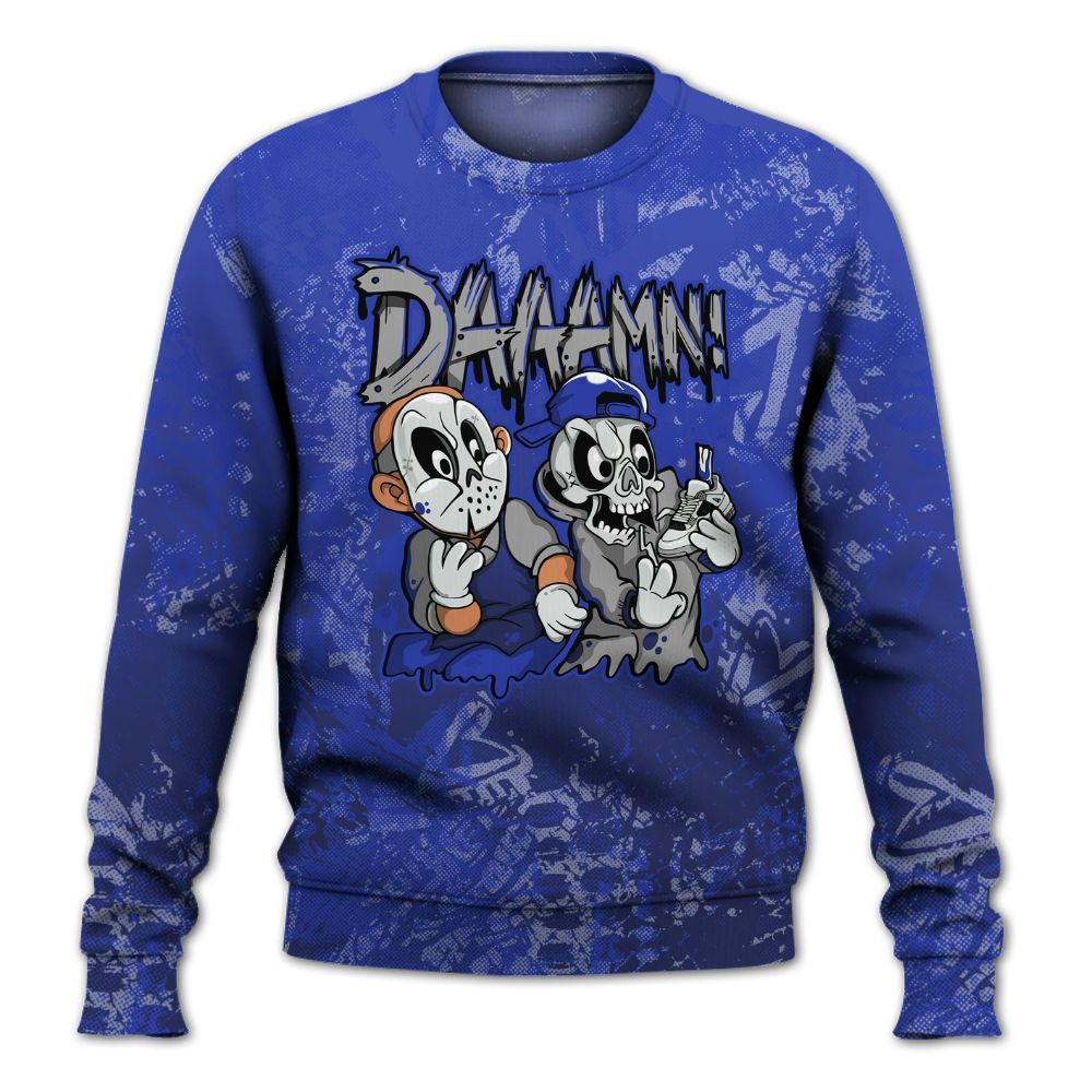 Sweatshirt To Match Air Max Plus Black Racer Blue - Damn Shoe Graphic Heart Grunge All Over Print
