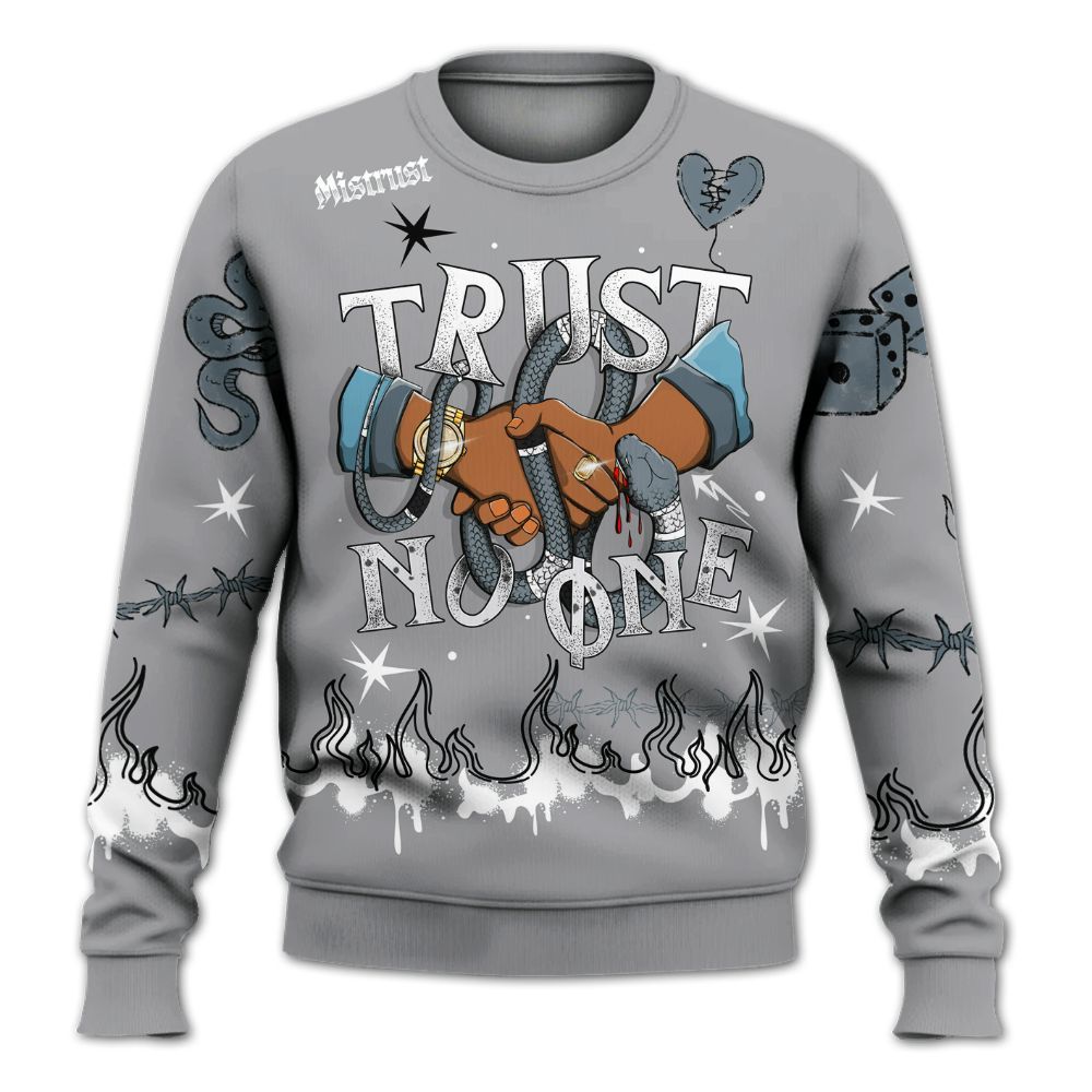 Sweatshirt To Match Retro Light Graphite Wolf Grey 5s - Trust No One Snake-Bite Doodle Crayon All Over Print