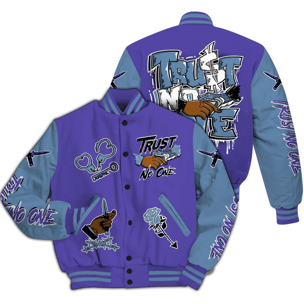 Varsity Jacket To Match Retro Concord 5s - Trust No One Dripping All Over Print