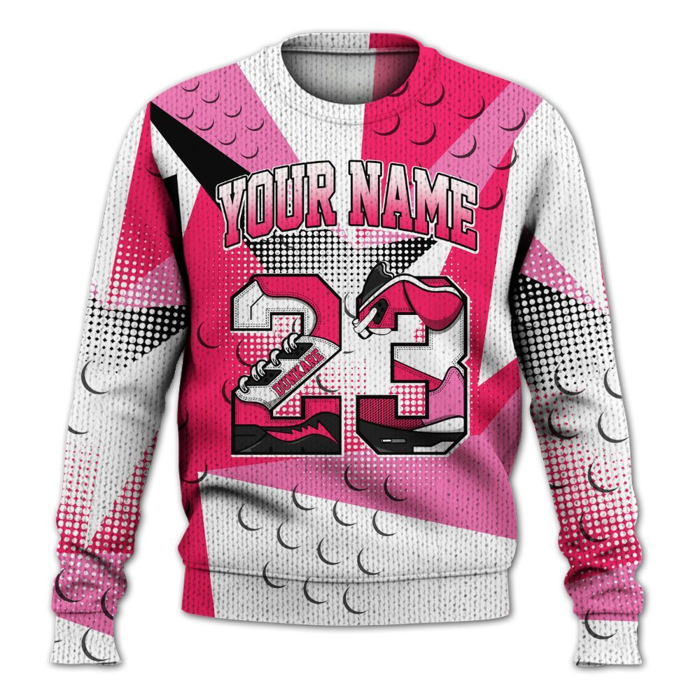 Knitted Sweater To Match Air VaporMax Plus Triple Pink - Poly Custom Name Number 23 5s