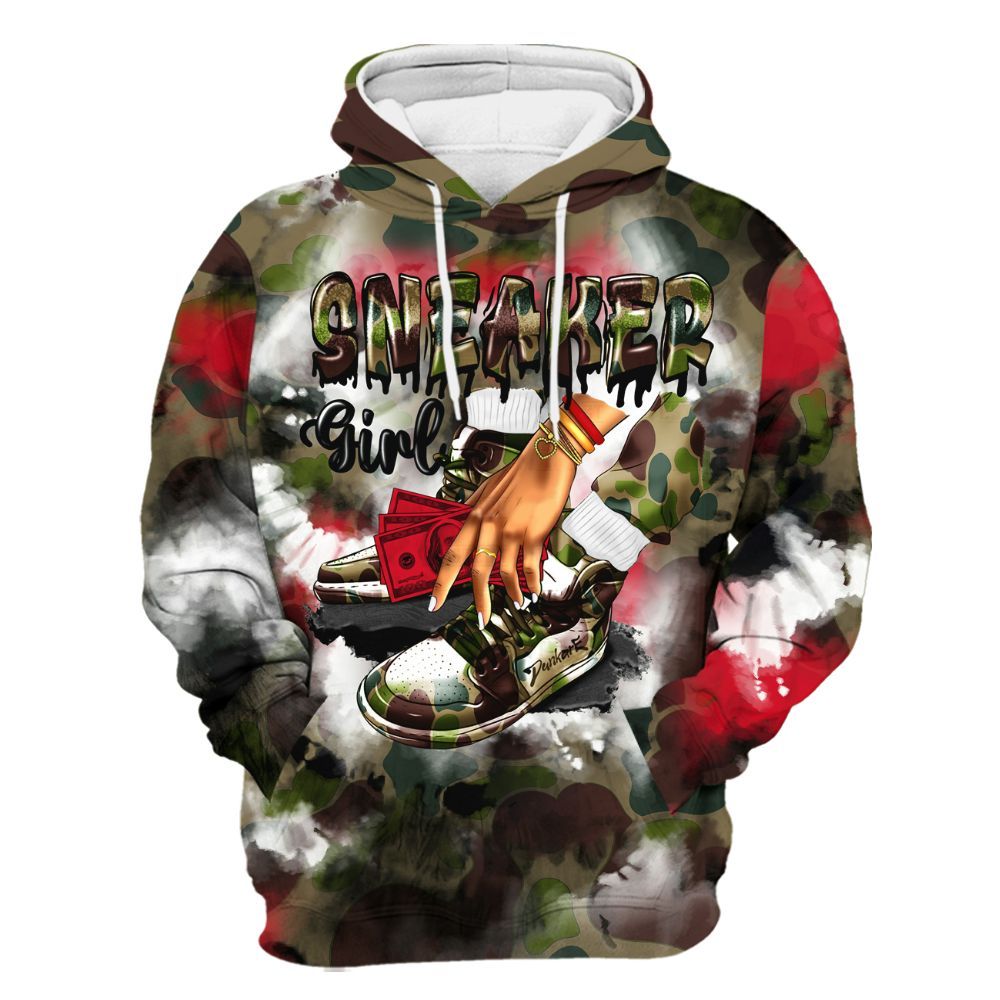 Hoodie To Match Air Max 90 Duck Camo Red - SNEAKER Girl Money Drip Tie Dye All Over Print