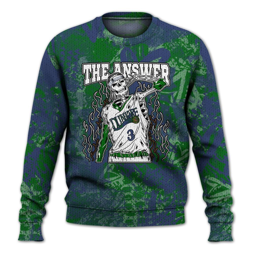 Knitted Sweater To Match Midnight Navy 13s - Allen Answer Skeleton Heart