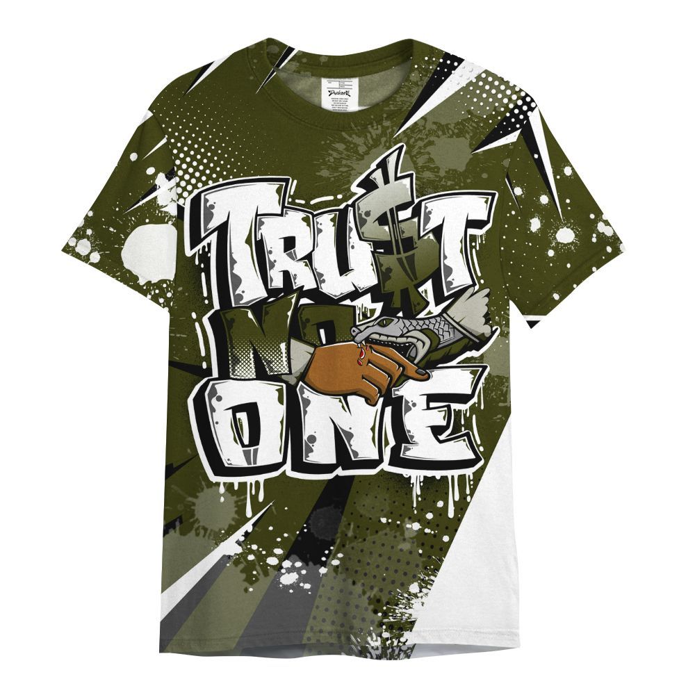 Shirt To Match Dunk Low Pale Ivory Cargo Khaki - Poly Trust No One Dripping All Over Print