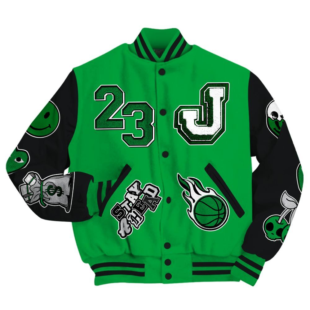 Varsity Jacket To Match Low Lucky Green 1s - Hustles Money Number 23 All Over Print
