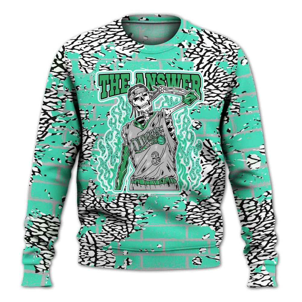 Sweatshirt To Match Black Green Glow 3s - Allen Answer Skeleton Brick All Over Print