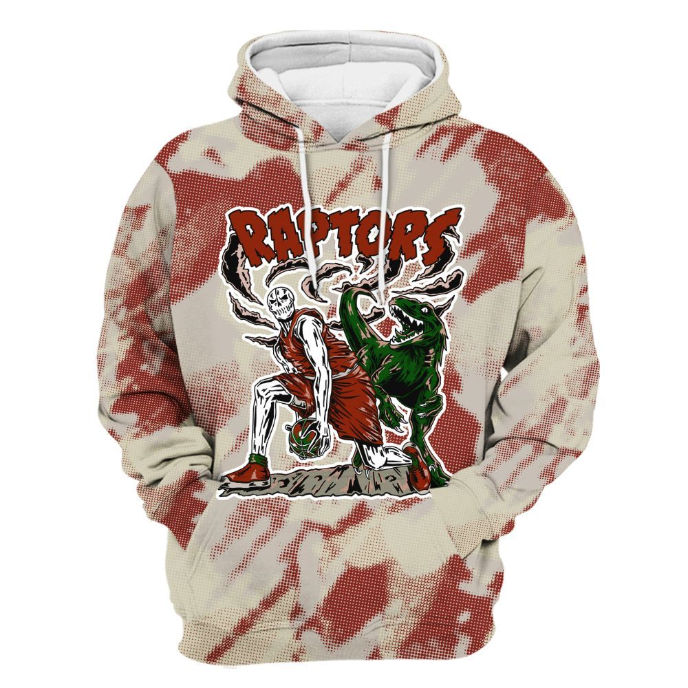 Hoodie To Match El Grito 5s - Raptors Skeleton Abstract Halftone All Over Print